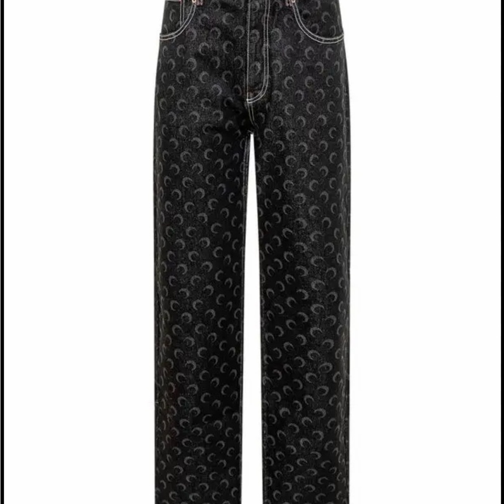 Marine Serre Black Crescent Pattern Jeans